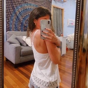 WHITE EMBROIDERED TANK